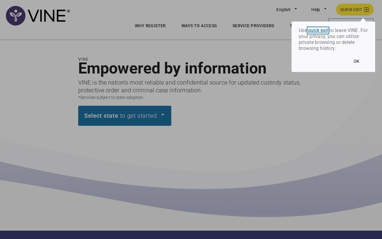 Kansas VINELink specific-person custody search interface